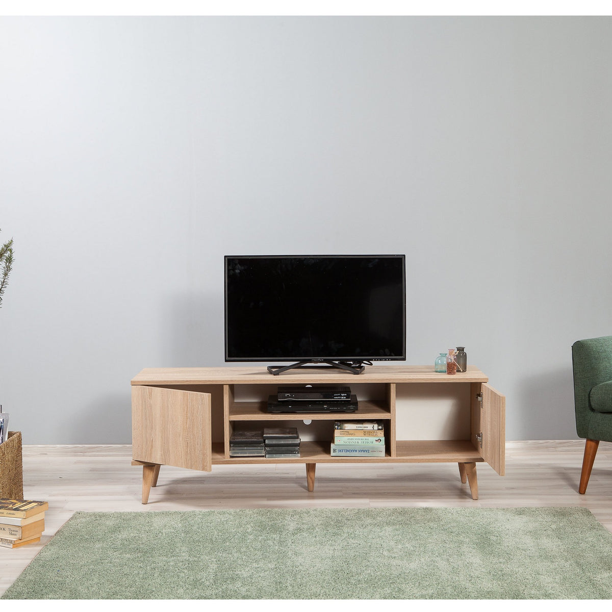 TV Furniture - TV Furniture Truva Sonoma Oak Melamine 140x50x40 cm - Dimehouse