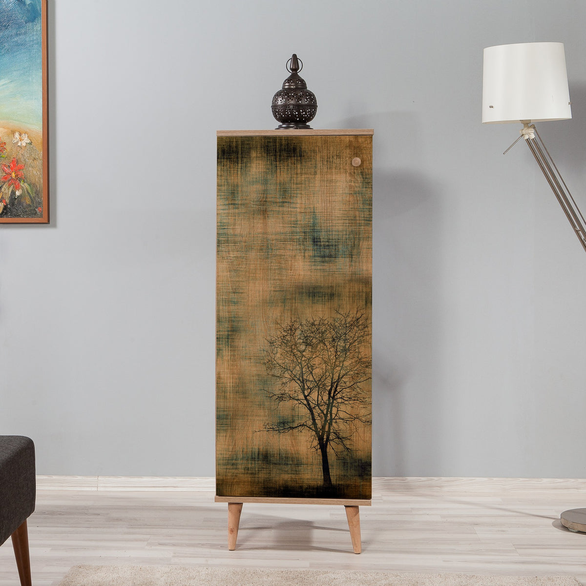 Shoe cabinets - Shoe cabinet Filinta Sonoma Oak Tree Melamine 50x135x38 cm - Dimehouse