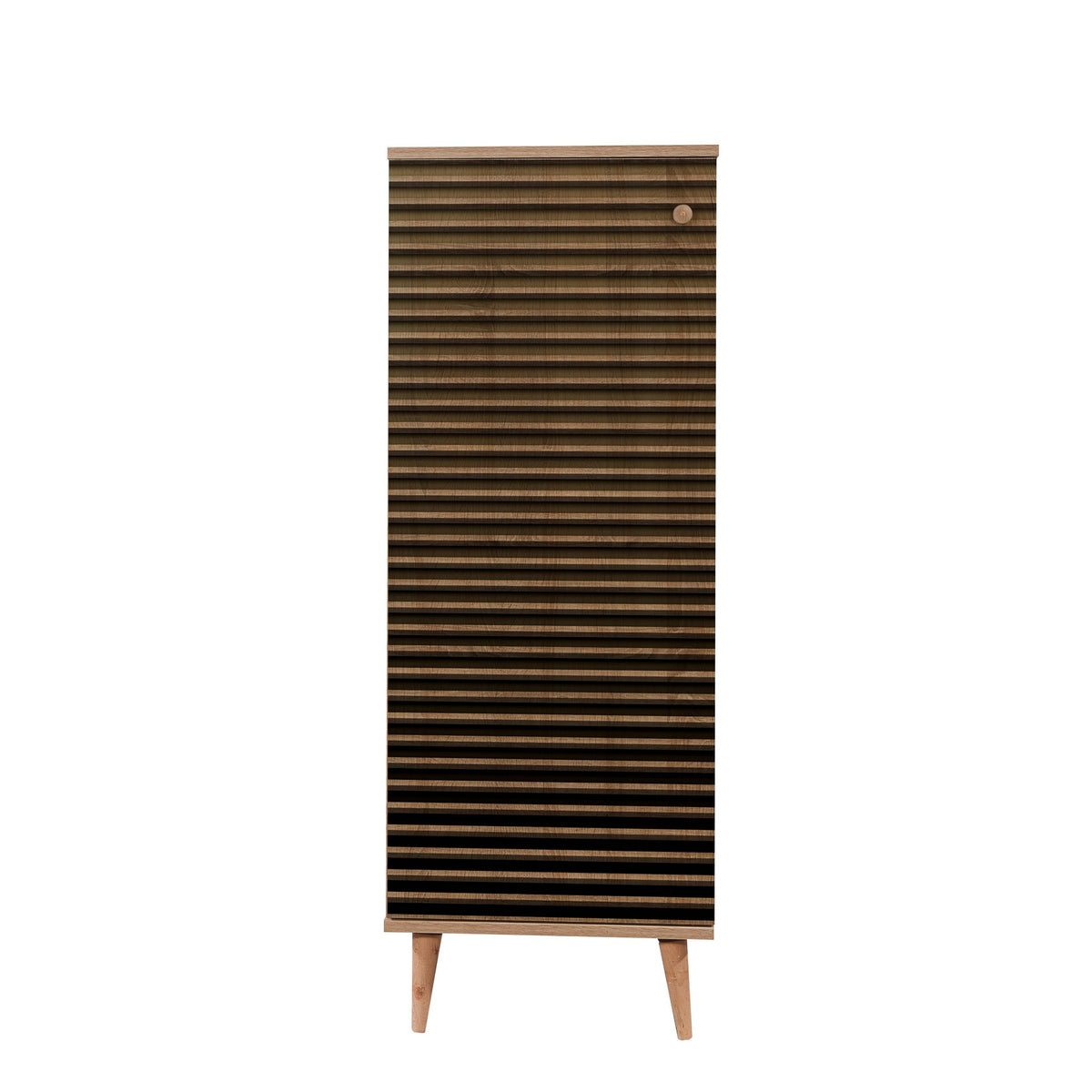 Shoe cabinets - Shoe cabinet Filinta Sonoma Oak Striped Melamine 50x135x38 cm - Dimehouse