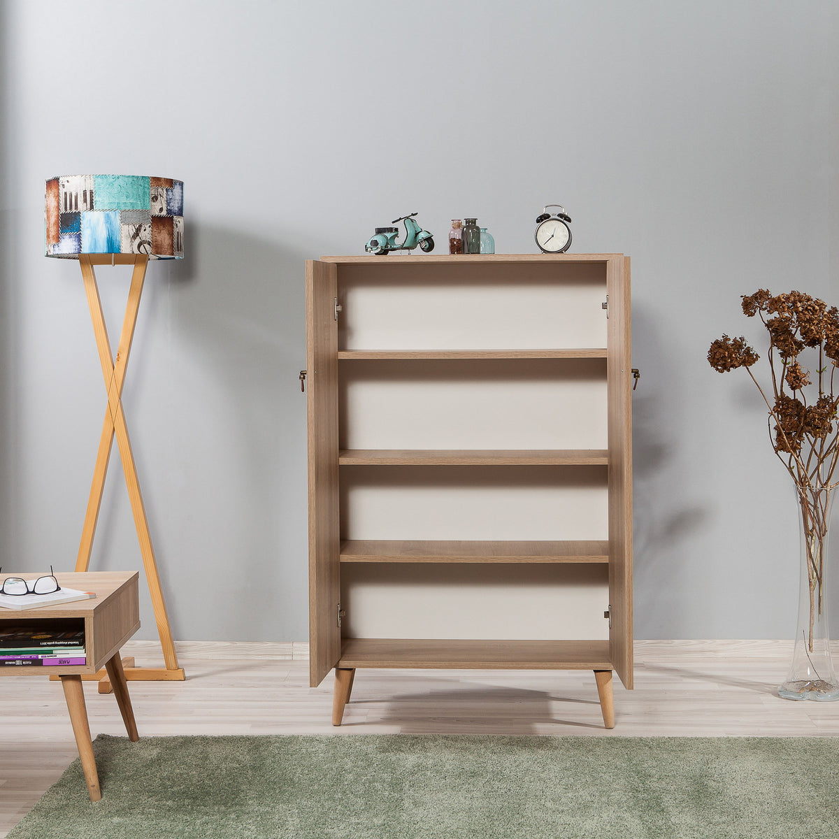 Wall cabinets - Wall cabinet Multibox Sonoma Oak Melamine 80x127x36 cm - Dimehouse