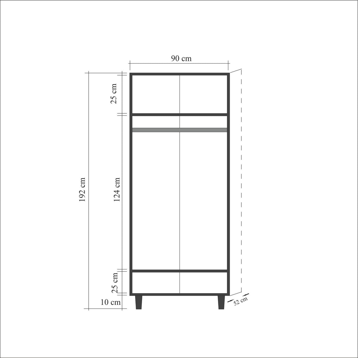 Wardrobes - Wardrobe Stil Sonoma Oak Melamine 90x192x52 cm - Dimehouse