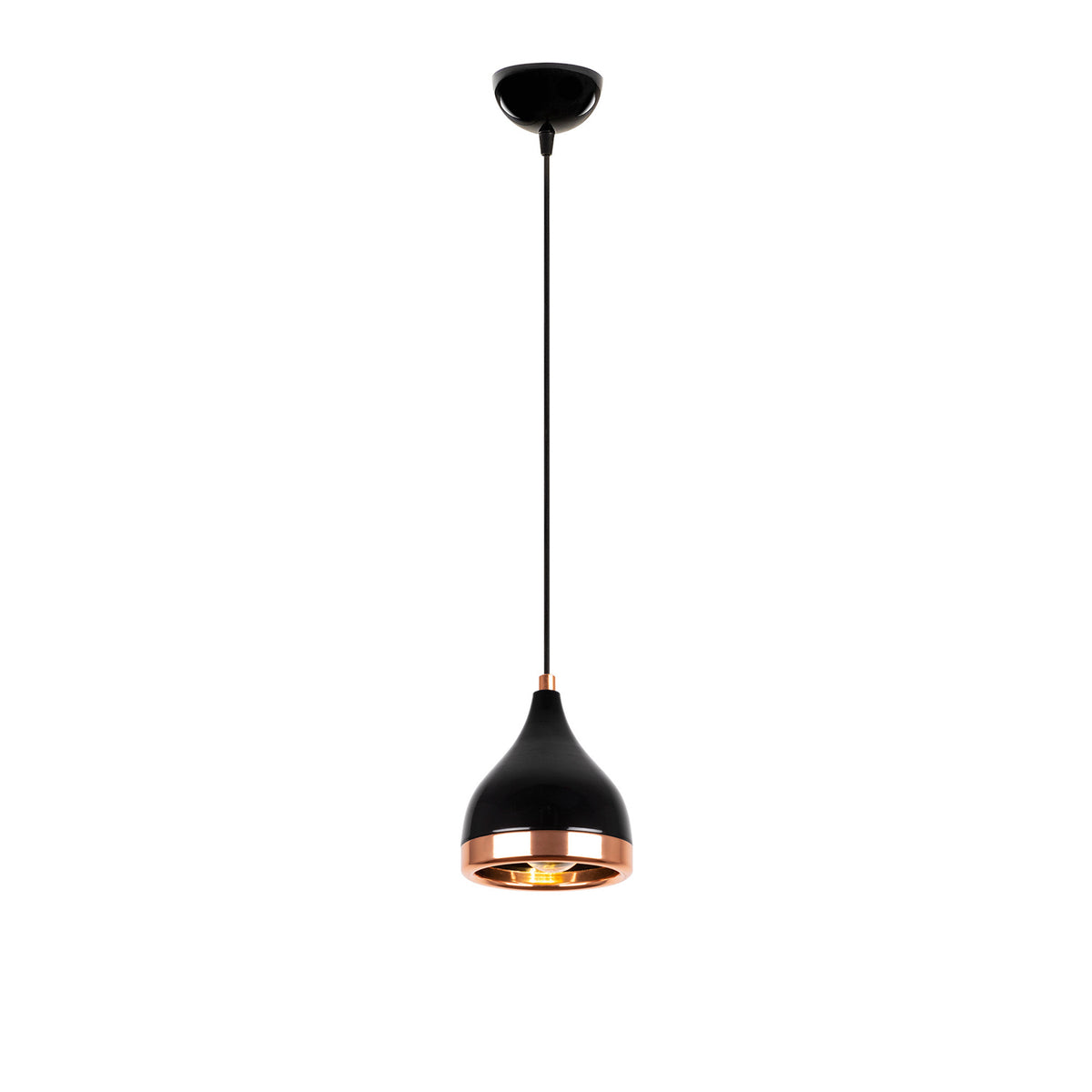 Hanging lamps - Hanging lamp 1 - light Black Copper Round Metal Grip - Dimehouse