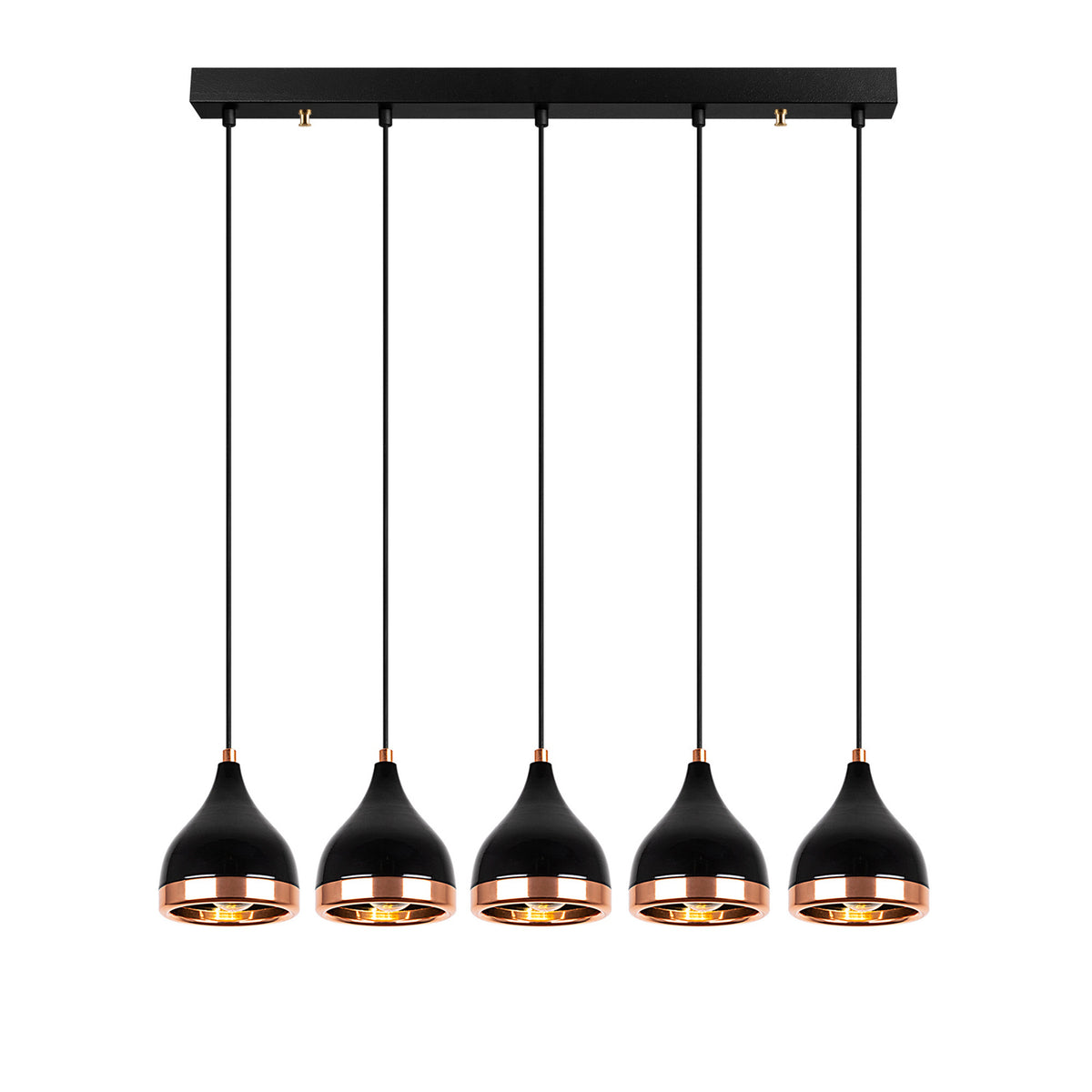 Hanging lamps - Hanging lamp 5 - lights Black Copper Metal Grip - Dimehouse