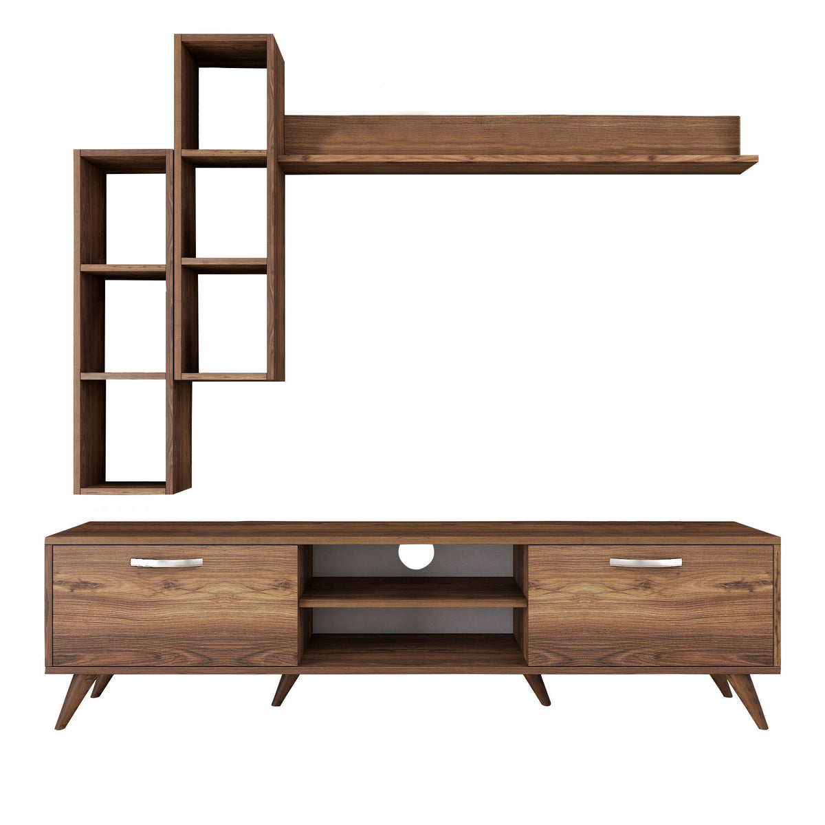 TV Furniture - TV Furniture Set Iona Walnut Melamine 180x48.6x35 cm - Dimehouse