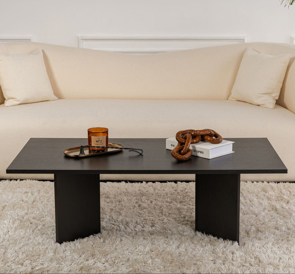 Coffee tables - Rectangular Coffee Table Siban Black wood look - 119x60 cm - Dimehouse