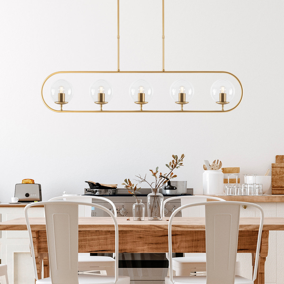 Hanging lamps - Hanging lamp 5 - lights Gold Clear Glass Lucent - Dimehouse