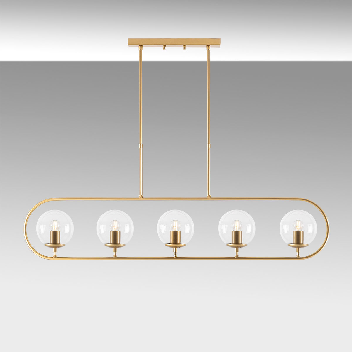 Hanging lamps - Hanging lamp 5 - lights Gold Clear Glass Lucent - Dimehouse