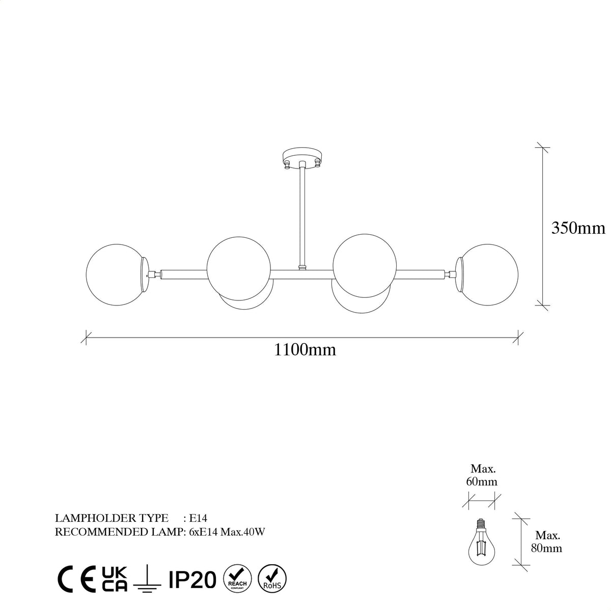 Hanging lamps - Hanging lamp 6 - lights Cream Glass Radiance - Dimehouse