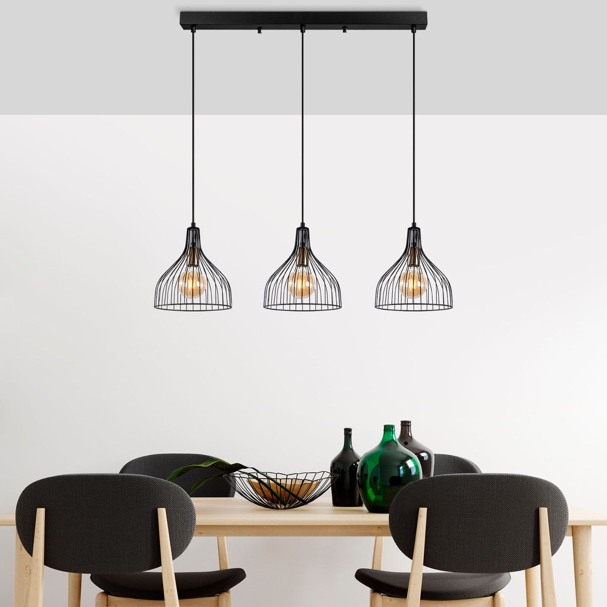 Hanging lamps - Hanging lamp 3 - lights Black Metal Vine - Dimehouse