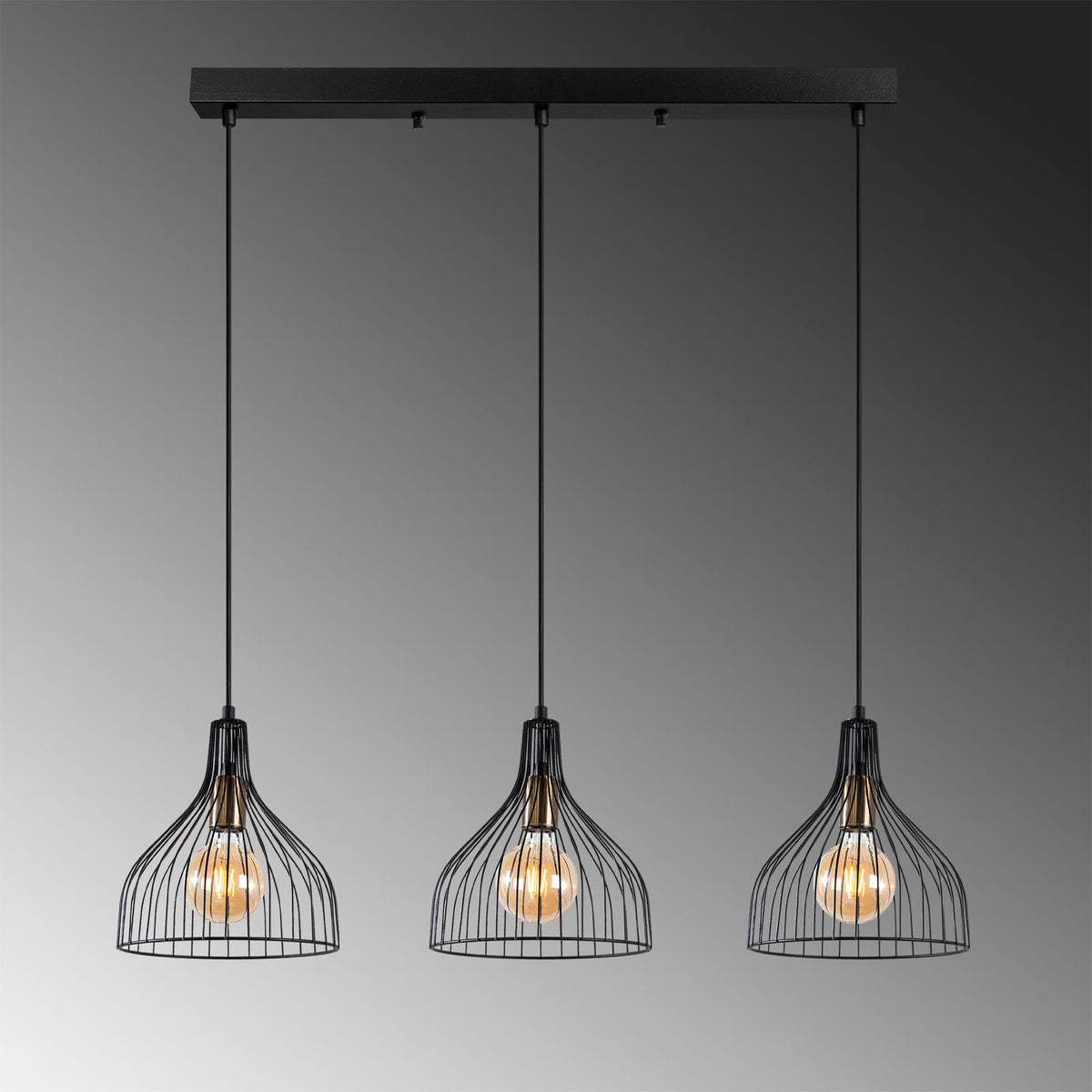 Hanging lamps - Hanging lamp 3 - lights Black Metal Vine - Dimehouse