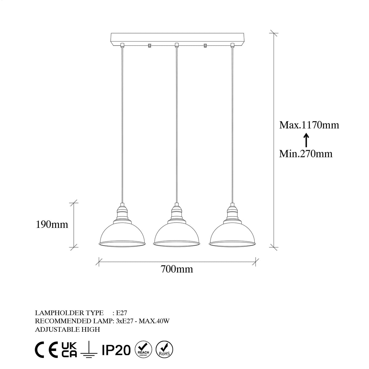 Hanging lamps - Hanging lamp 3 - lights Black Metal Lynx - Dimehouse