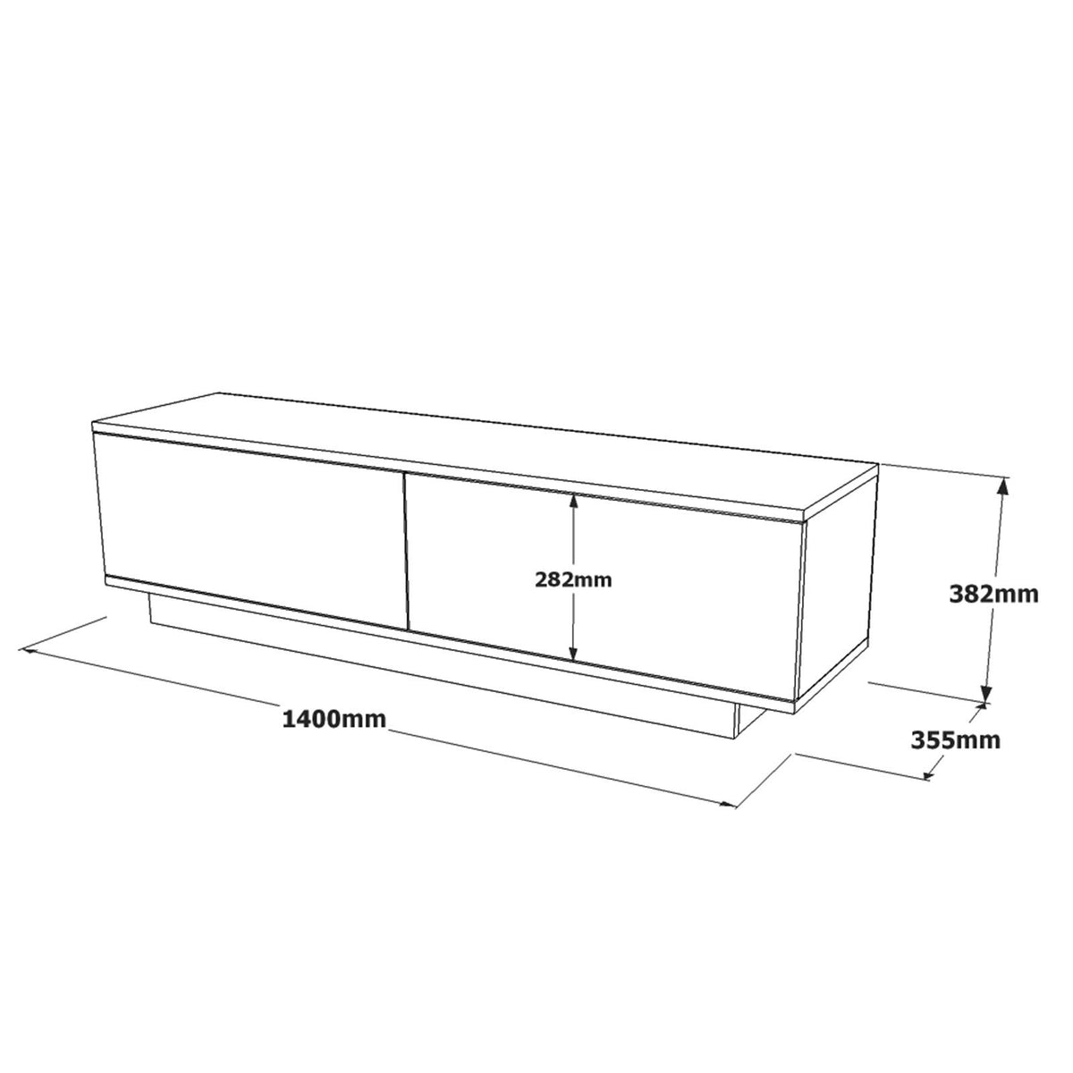 TV Furniture - TV Furniture Merida White Melamine 140x38.2x35.5 cm - Dimehouse