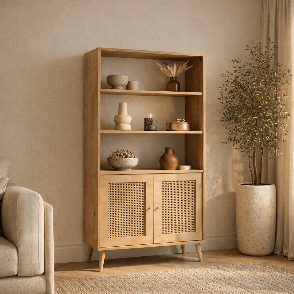Bookcases - Bookcase Hazeran Oak Beechwood 40x90x158 cm - Dimehouse