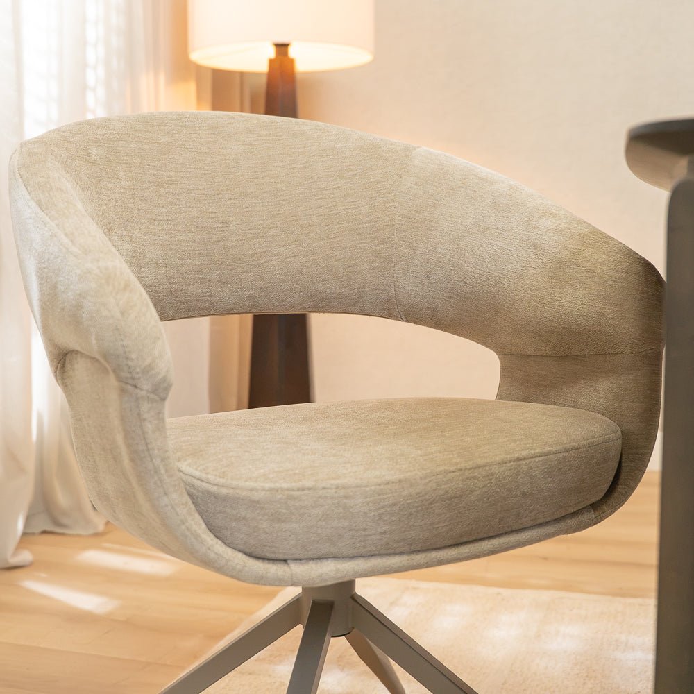 Eetkamerstoelen-Eetkamerstoel Suzie draaibaar velvet beige-Dimehouse