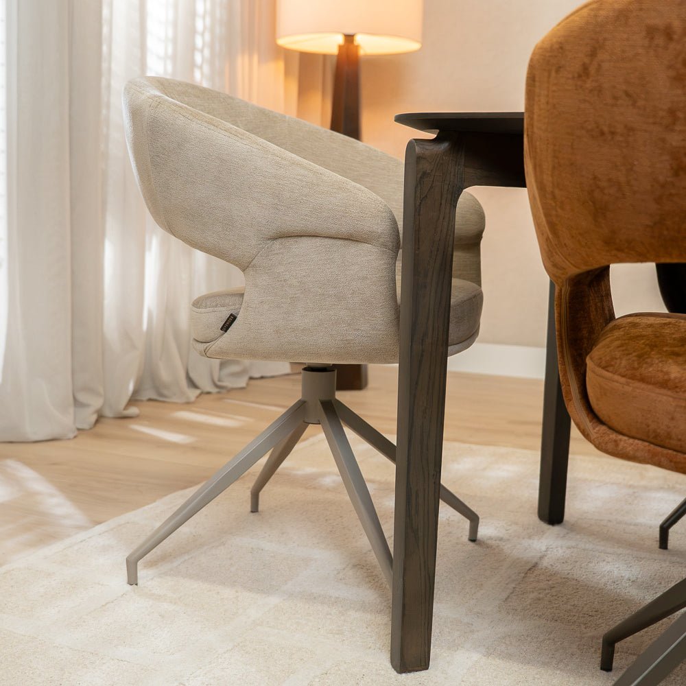 Eetkamerstoelen-Eetkamerstoel Suzie draaibaar velvet beige-Dimehouse