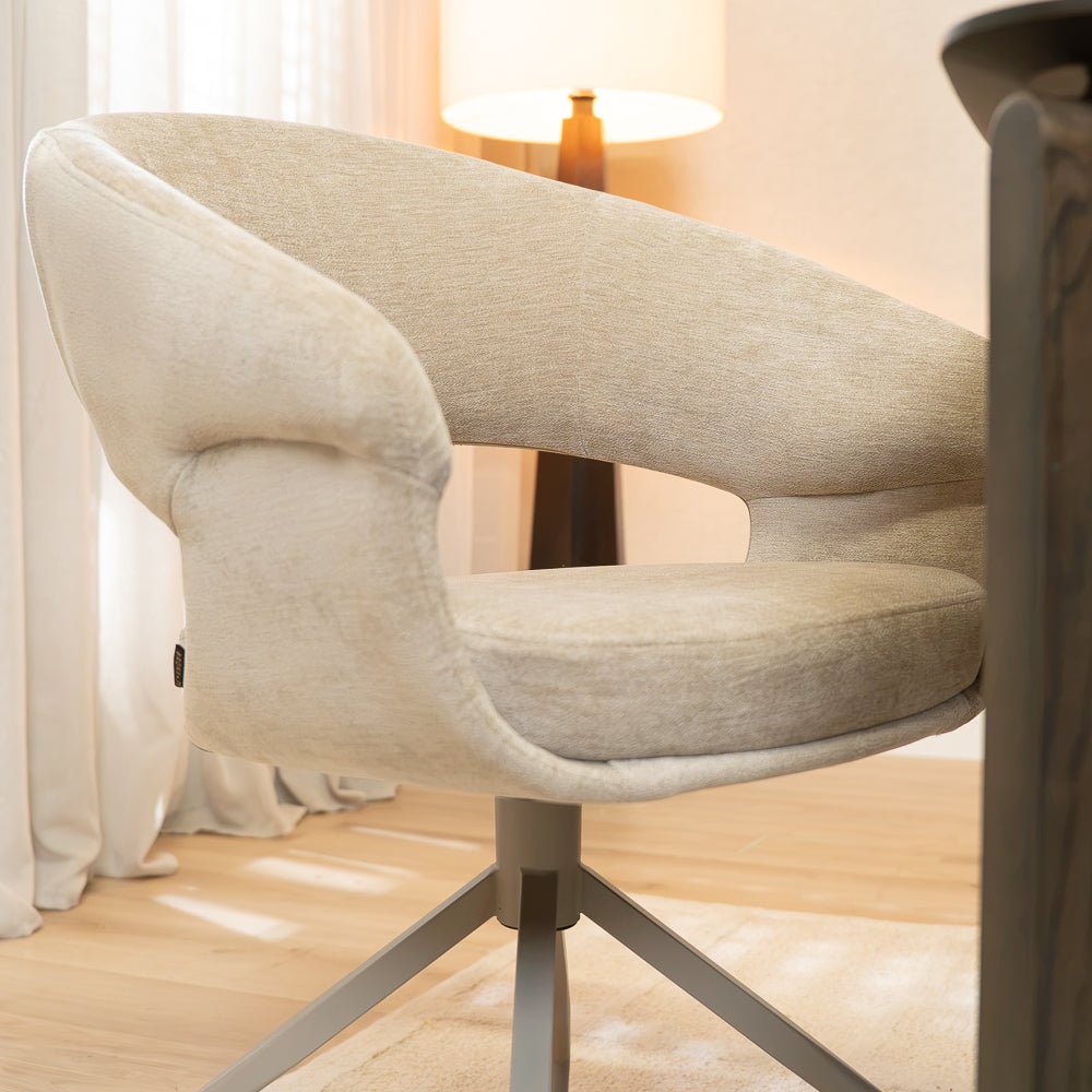Eetkamerstoelen-Eetkamerstoel Suzie draaibaar velvet beige-Dimehouse