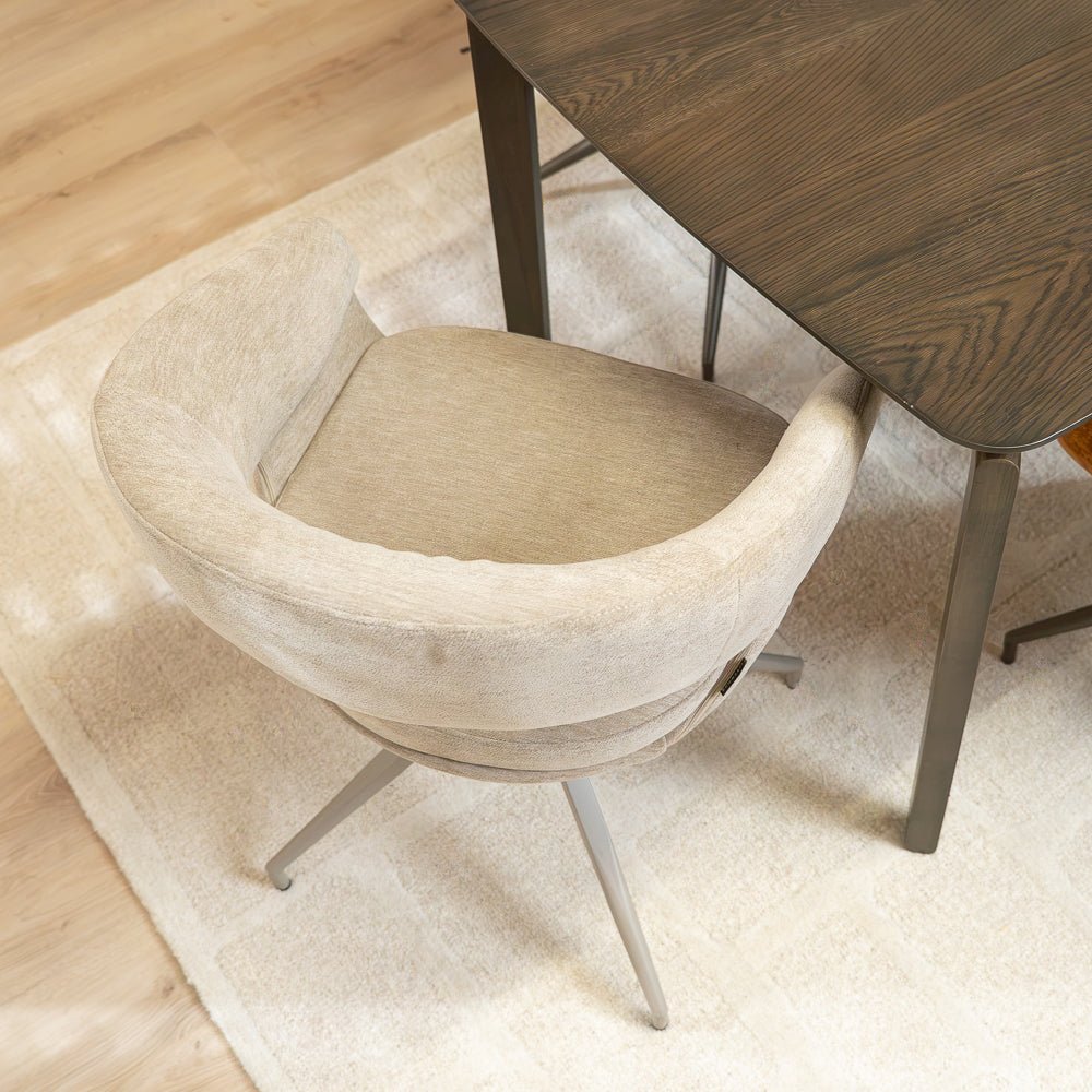 Eetkamerstoelen-Eetkamerstoel Suzie draaibaar velvet beige-Dimehouse
