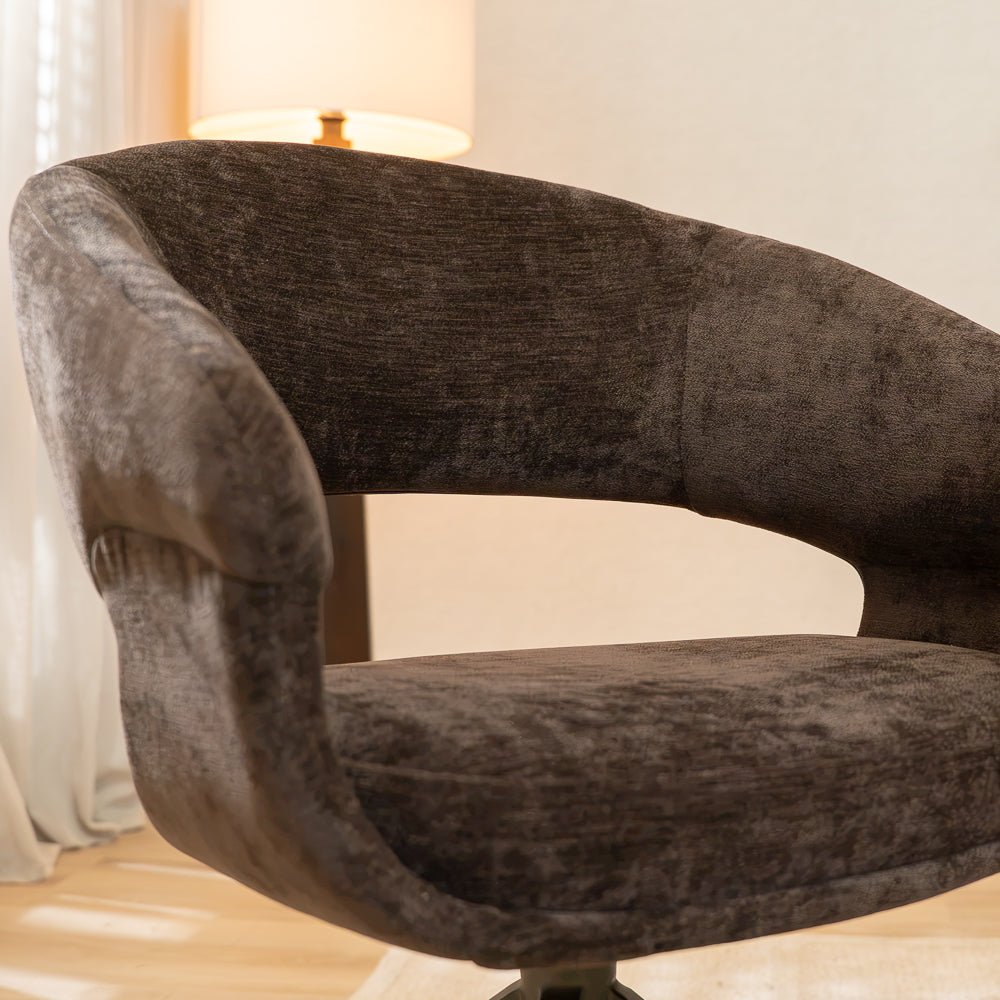 Eetkamerstoelen-Eetkamerstoel Suzie draaibaar velvet bruin-Dimehouse