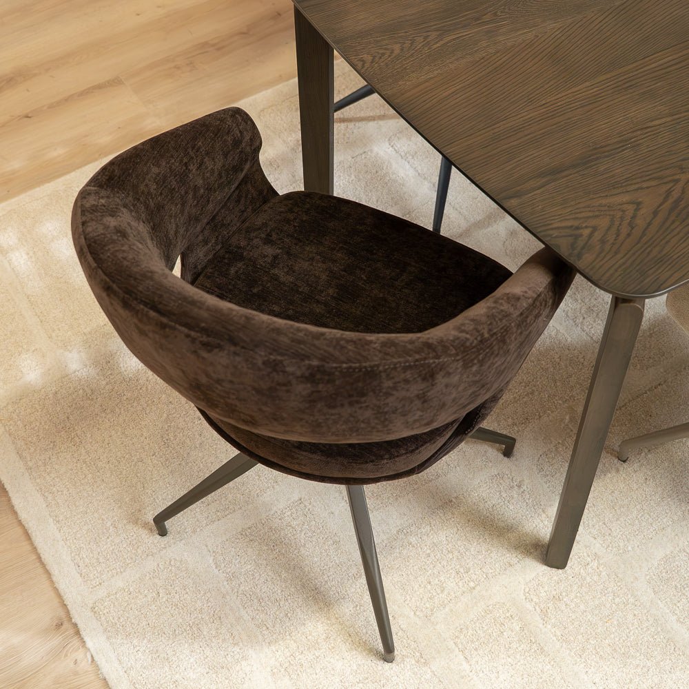 Eetkamerstoelen-Eetkamerstoel Suzie draaibaar velvet bruin-Dimehouse
