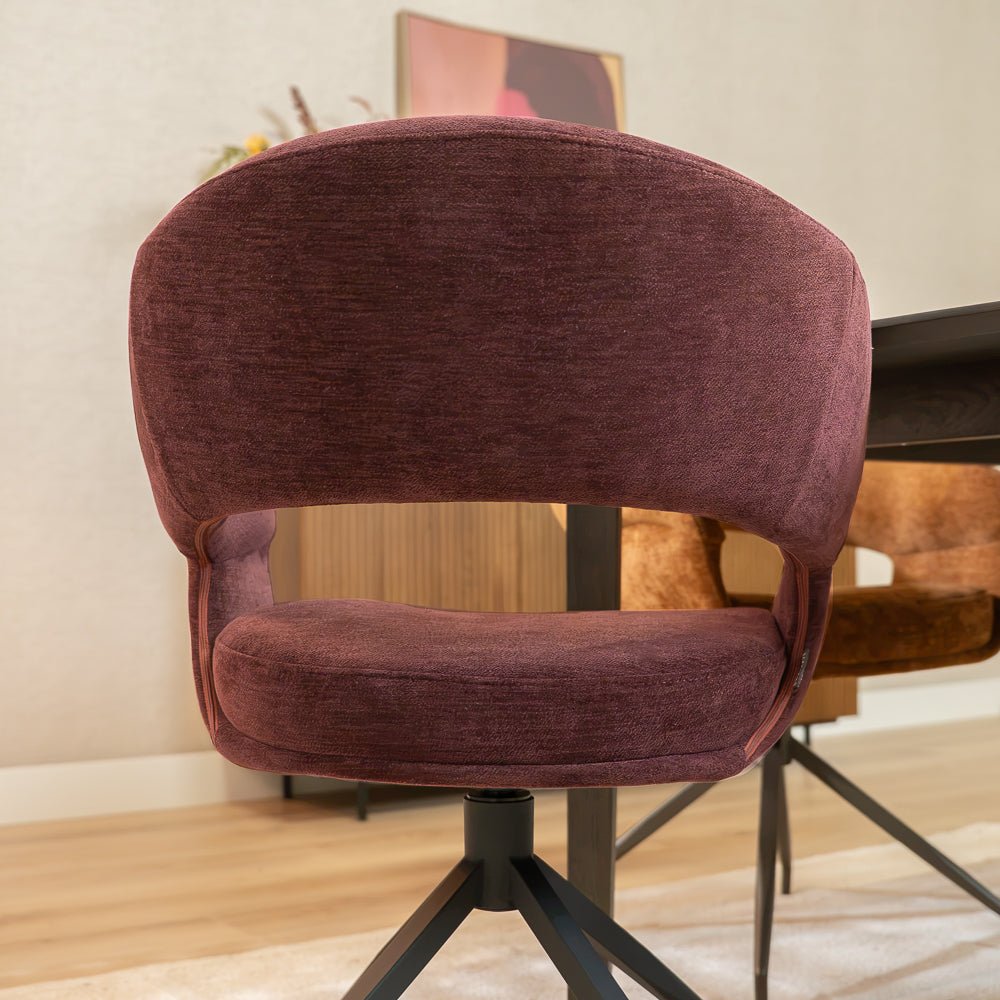 Eetkamerstoelen-Eetkamerstoel Suzie draaibaar velvet paars-Dimehouse