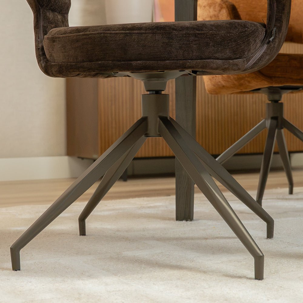 Eetkamerstoelen-Eetkamerstoel Suzie draaibaar velvet bruin-Dimehouse