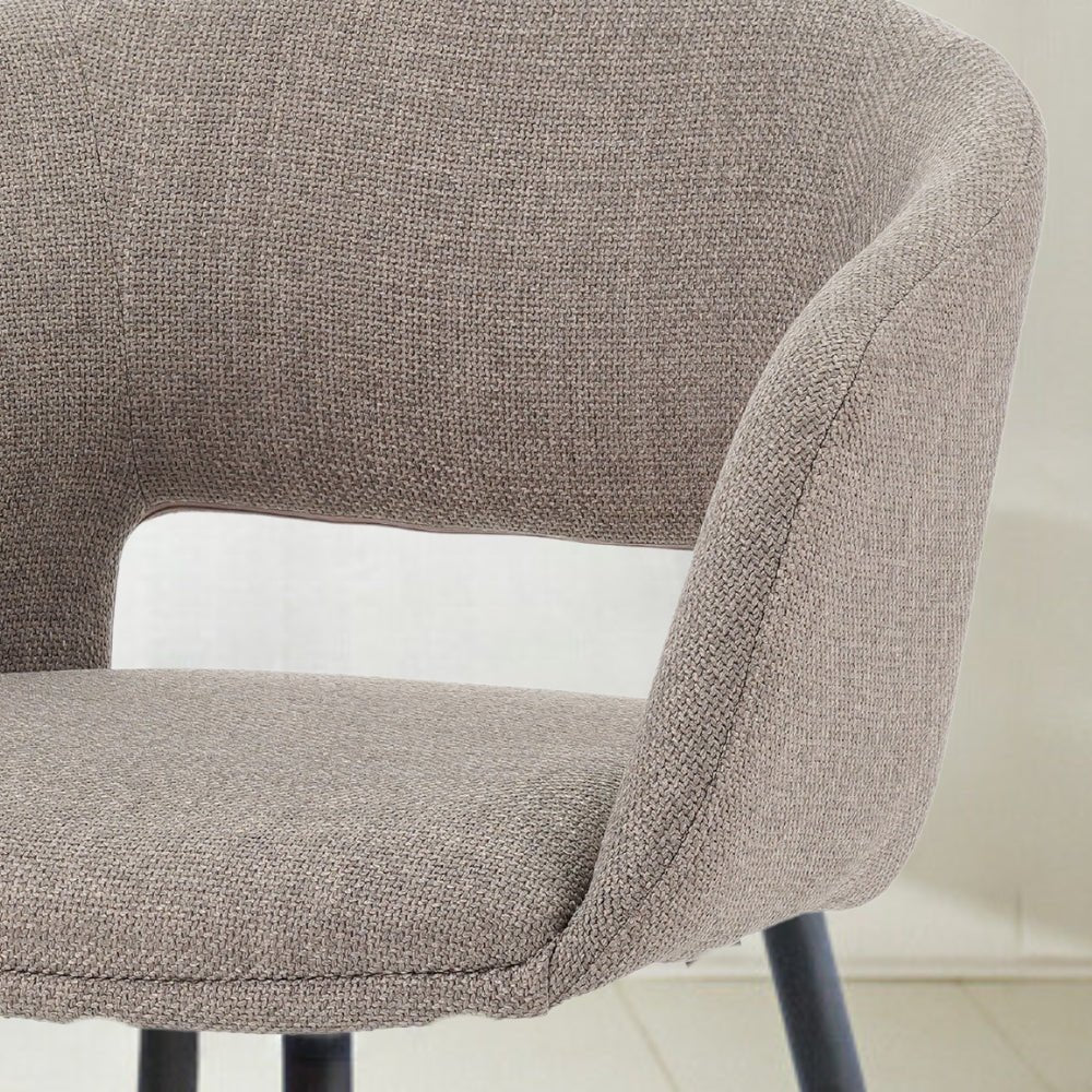 Dining room chairs - Scandinavian Dining room chair Taupe Fabric Cup shape Don - With Armrests - Dimehouse