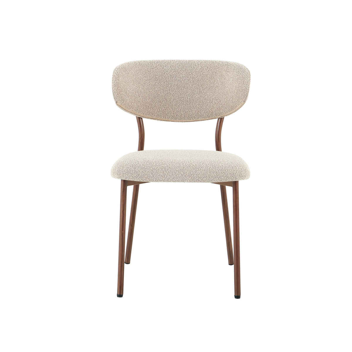 Dining room chairs-Dining room chair bouclé sand color Uma - walnut look frame - Japandi-Dimehouse