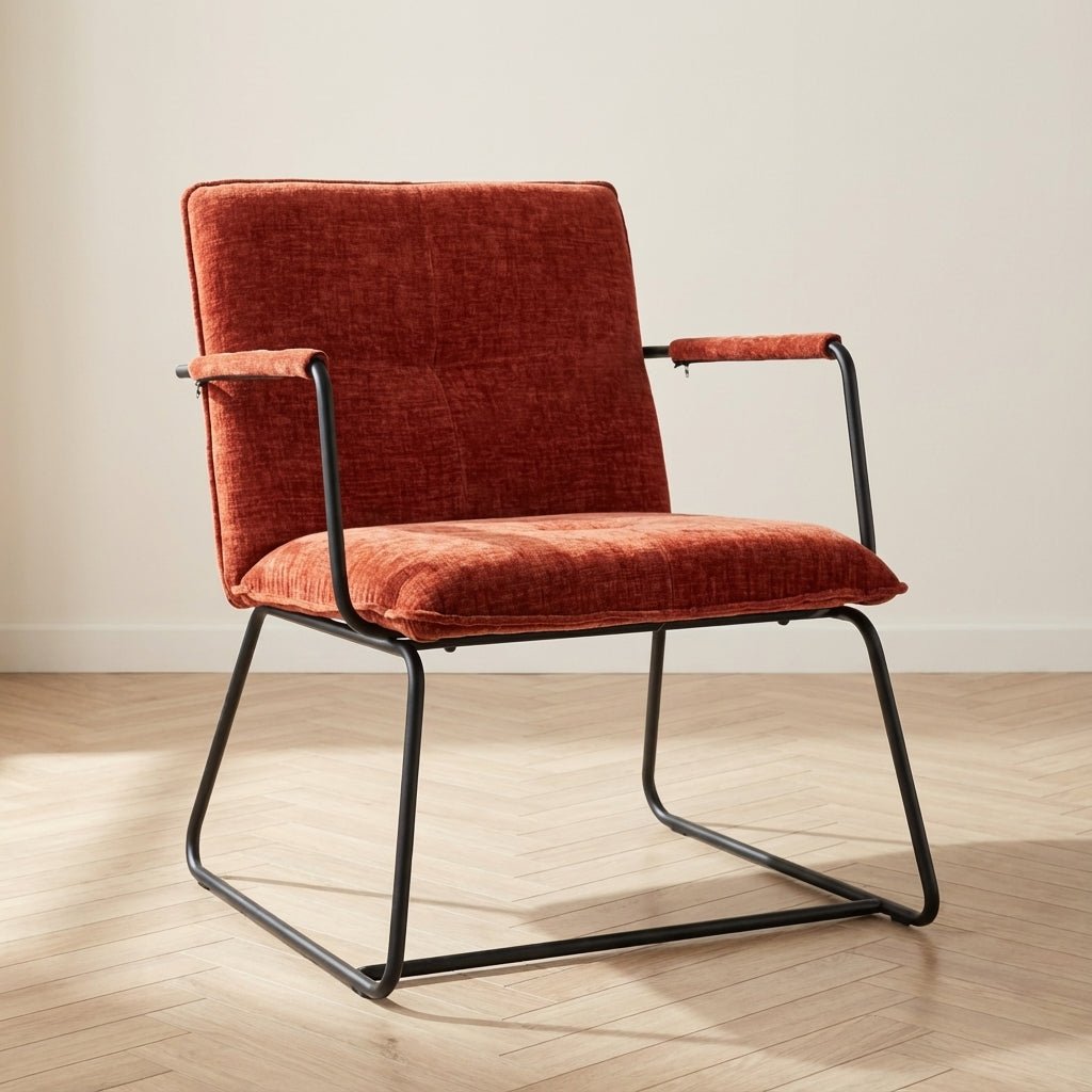 Hailey armchair copper chenille atmospheric photo in modern interior