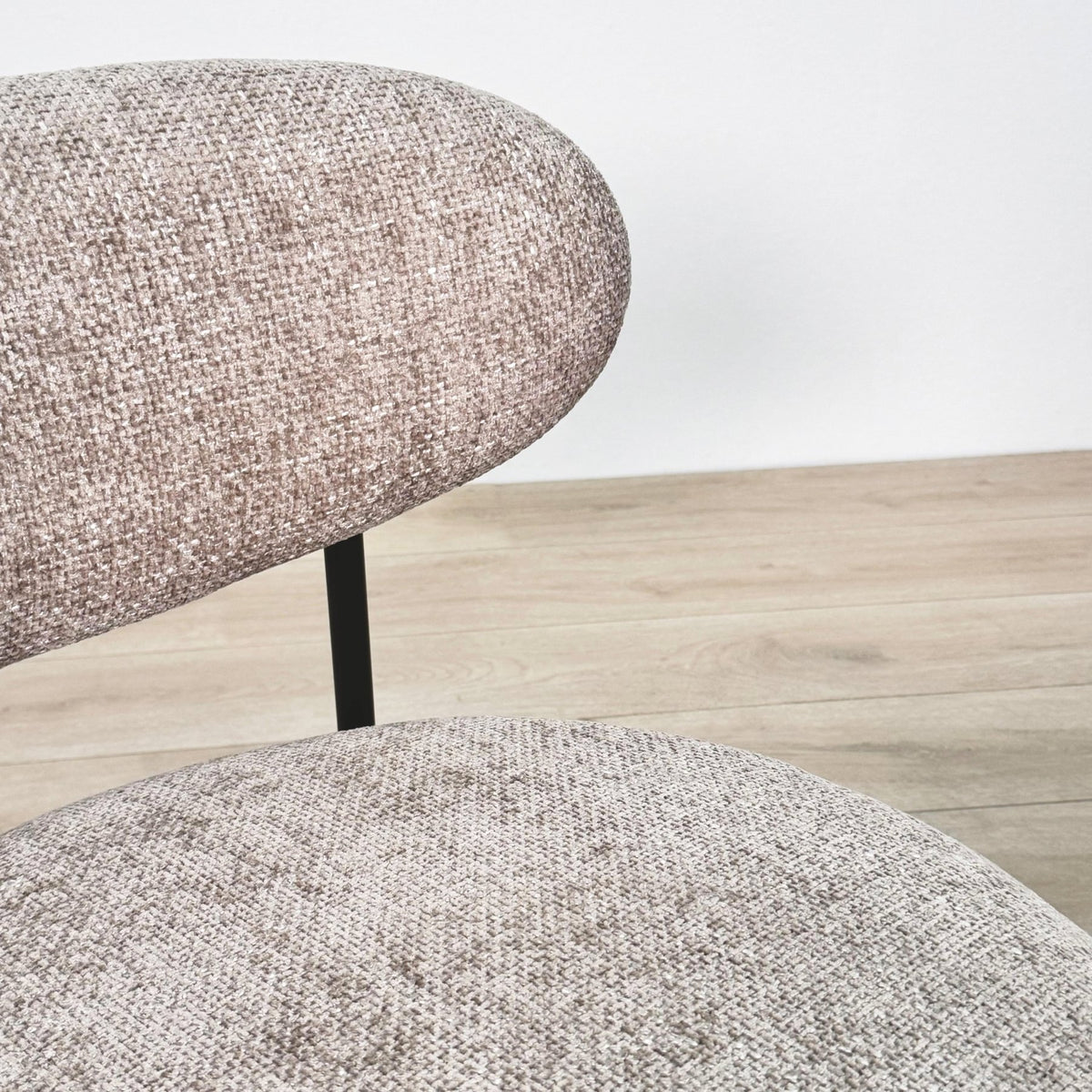 Armchairs - Round Scandinavian armchair beige mixed fabric Nova - Dimehouse