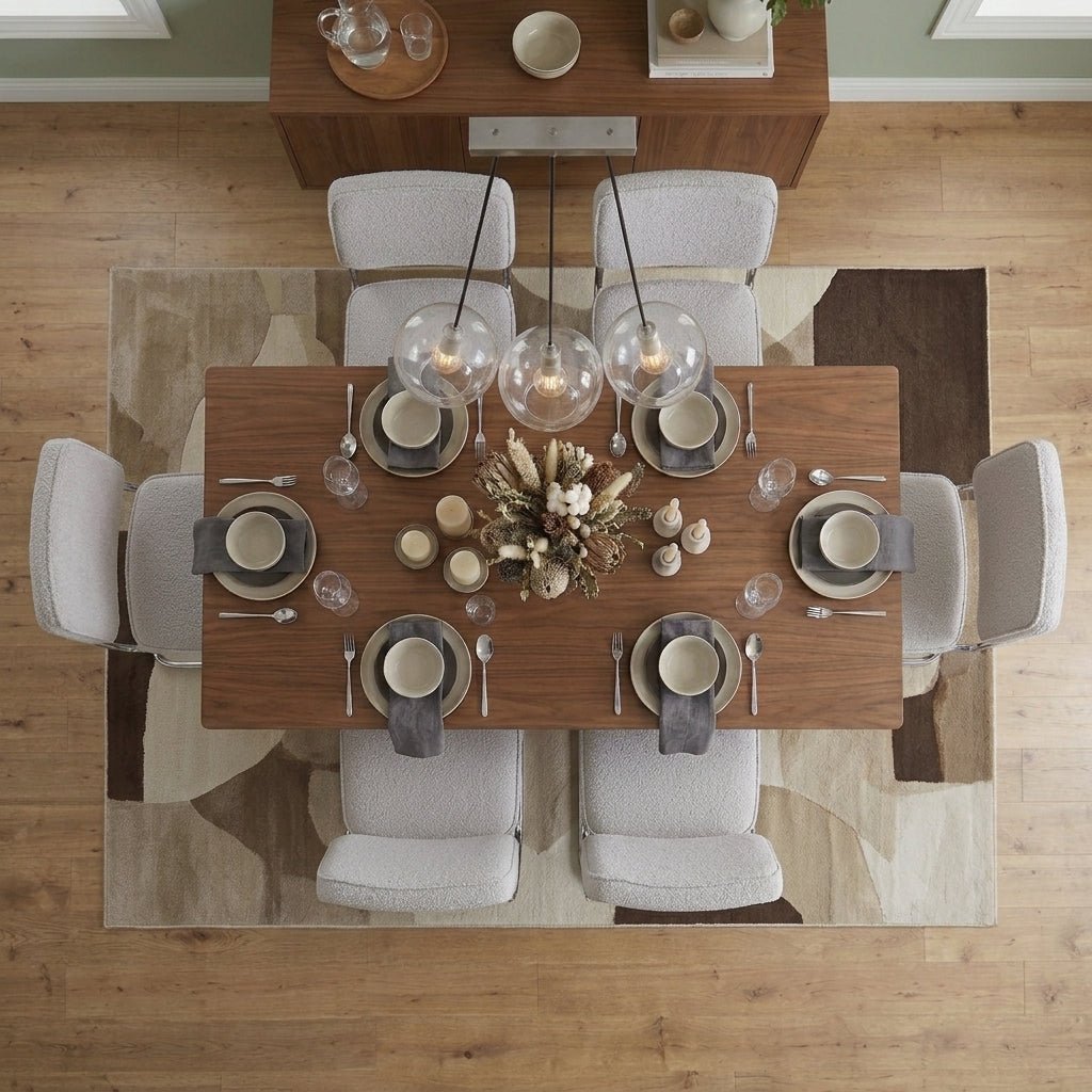 Modern Dining Chair Sand Color Bouclé Fabric Sway - Chrome Frame - Without Armrests