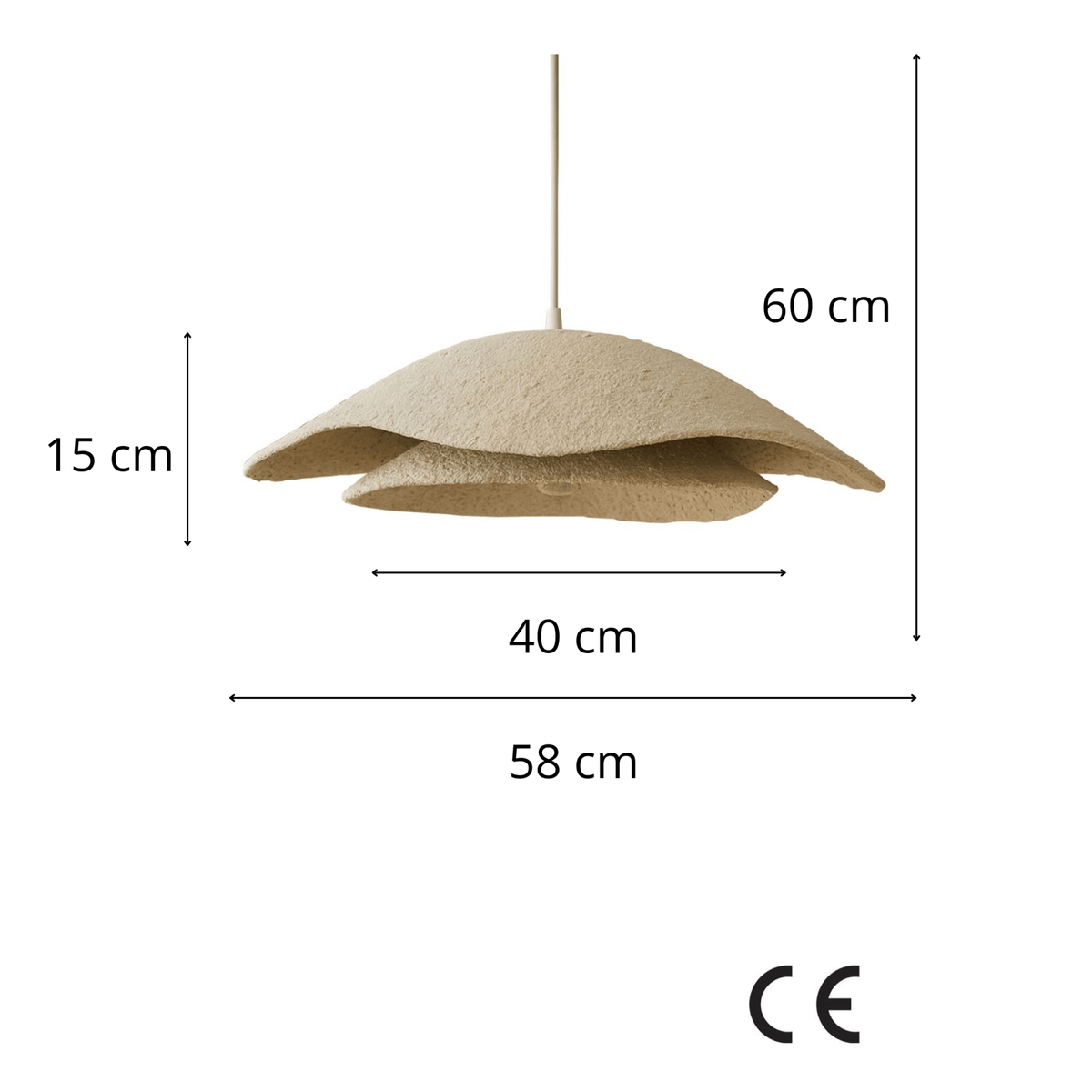 Hanging lamps - Hanging lamp beige carbon concrete shade - 40 and 58 cm - Flowing - Dimehouse