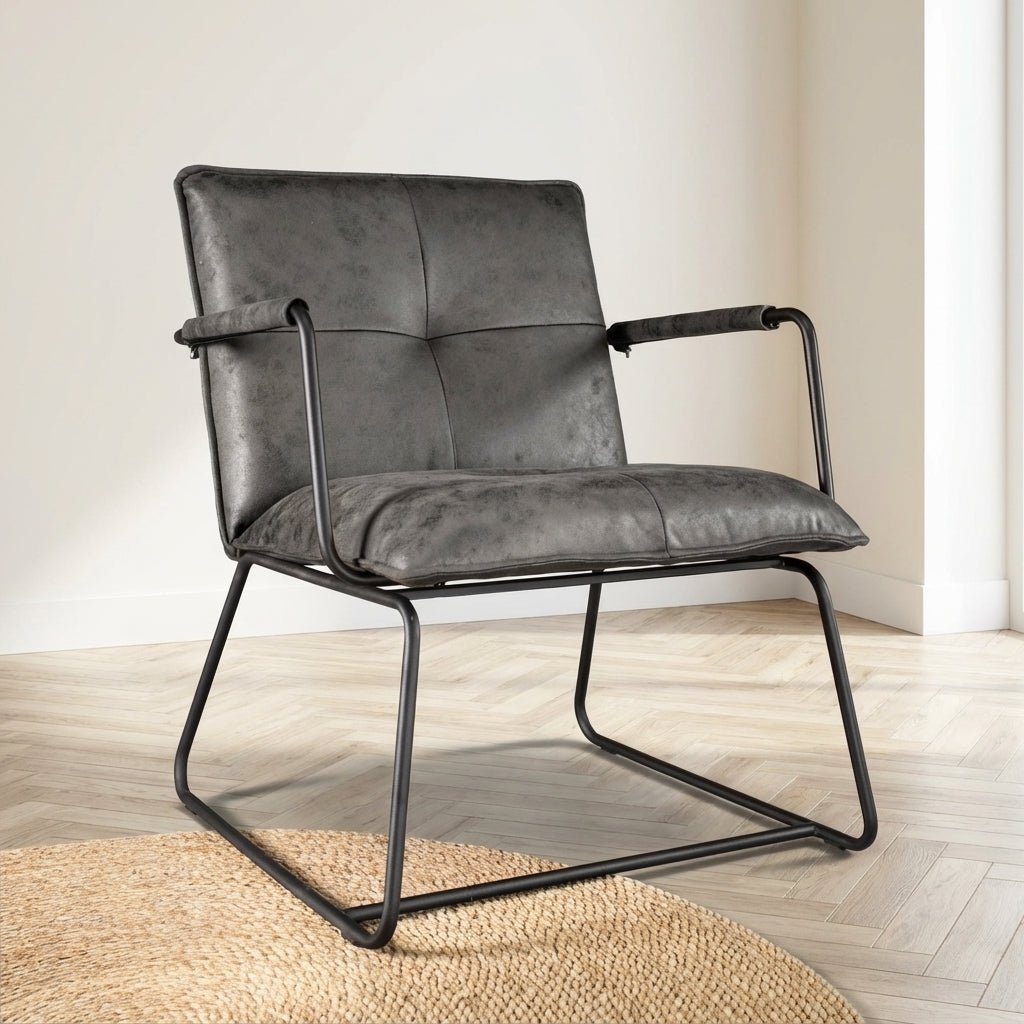 Industrial armchair Hailey anthracite eco-leather mood photo in a modern interior