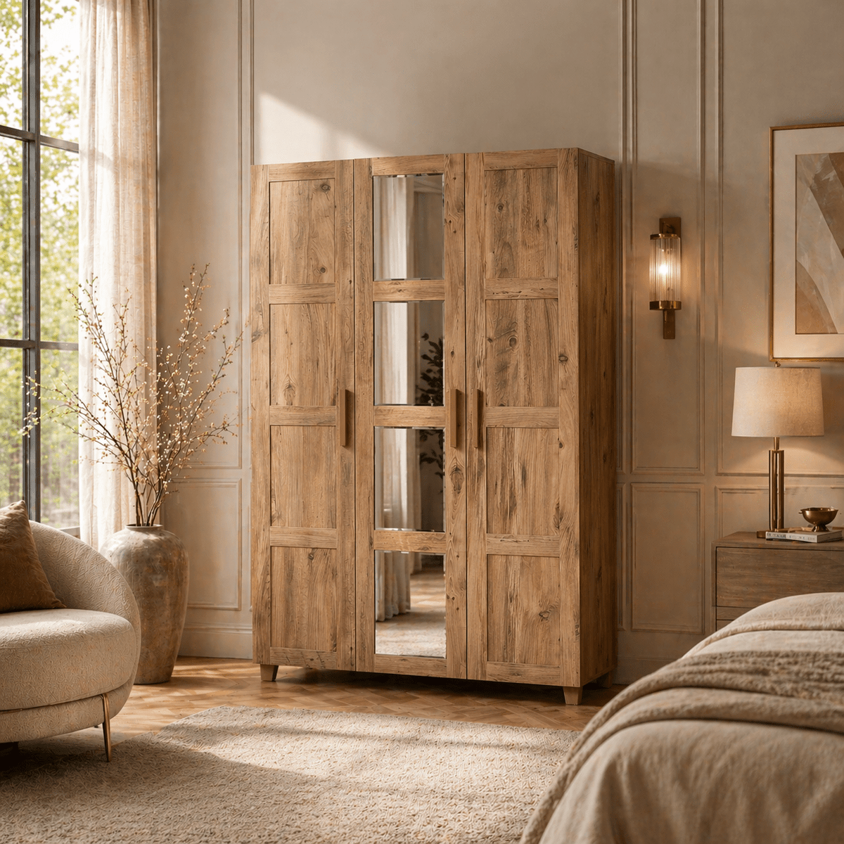 Wardrobes - Wardrobe Hedera Atlantic Pine Wood Melamine 120x189x48 cm - Dimehouse