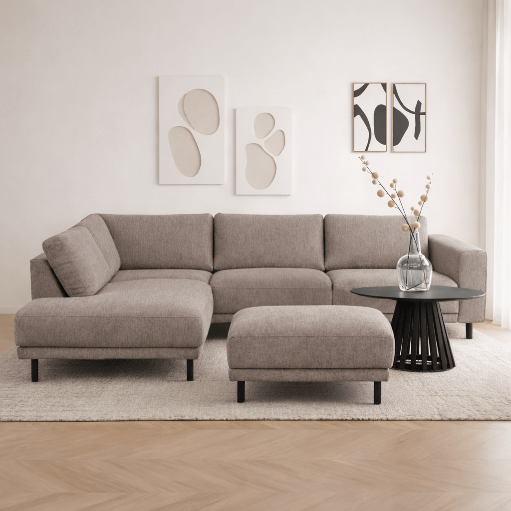 Sofas - Ottoman taupe fabric - 73 × 57 × 47 cm - Aniko - Dimehouse