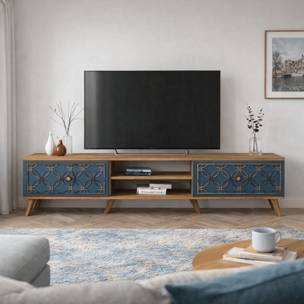 TV Furniture - TV Furniture Class Walnut Chalcedony Melamine 180x44x35 cm - Dimehouse