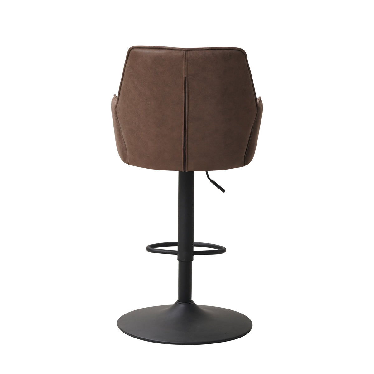 Bar Stools - Swivel Bar Stool Taupe Microfiber Fabric Novan - Adjustable - With Armrests - Dimehouse