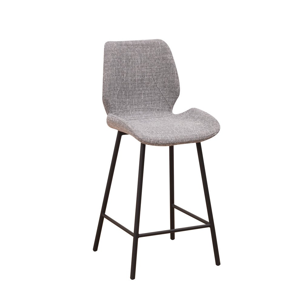 Bar Stools - Beau Bar Stool Light Gray Chenille Fabric - 67 cm Seat Height - Without Armrests - Dimehouse