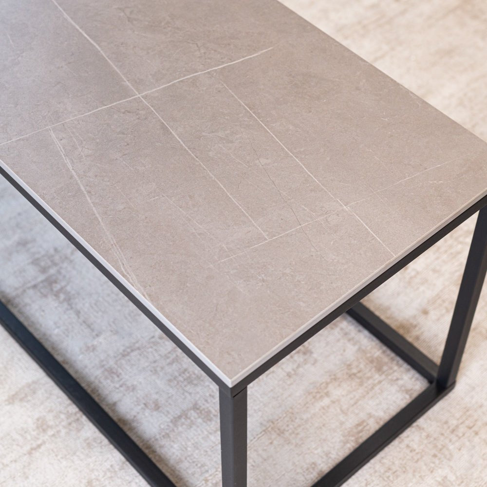 Coffee tables - Fien Coffee Table Gray Marble Look Rectangular 100x40 cm - Dimehouse