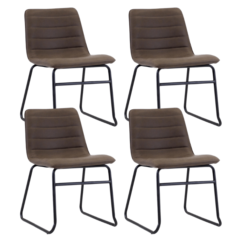 Dining room chairs - Set of 4 Industrial Dining room chairs Mark Taupe Faux Leather - Without Armrests - Dimehouse