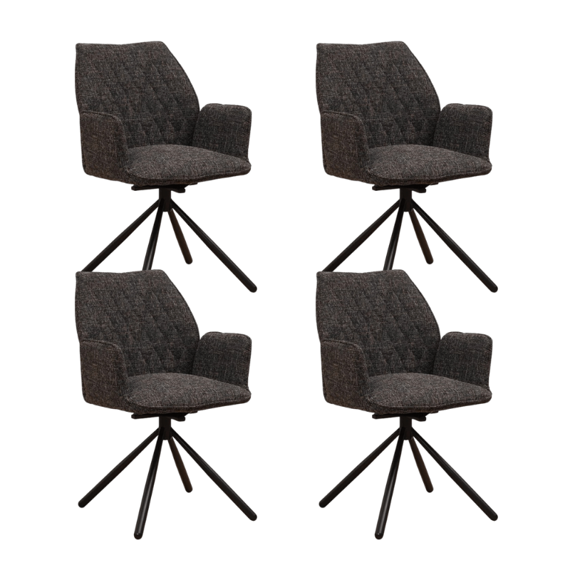 Dining room chairs - Set of 4 Swivel dining room chairs Novan Black Chenille - 180° Rotatable - Dimehouse