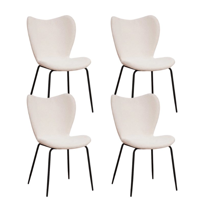 Dining room chairs - Set of 4 Dining room chairs Sia Cream Bouclé Fabric - Without Armrests - Dimehouse