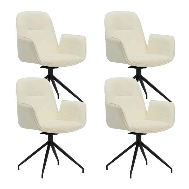 Dining room chairs - Set of 4 Swivel Dining room chairs Nela Chenille Cream - With Armrests - Dimehouse