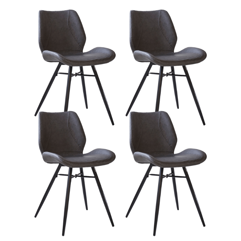 Dining room chairs - Set of 4 Dining room chairs Beau Industrial Anthracite Faux Leather - Without Armrests - Dimehouse
