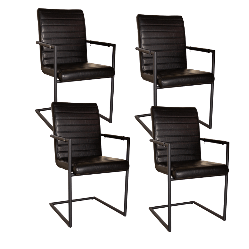 Dining room chairs - Set of 4 Dining room chairs Bras Industrial Black - With Armrests - Dimehouse