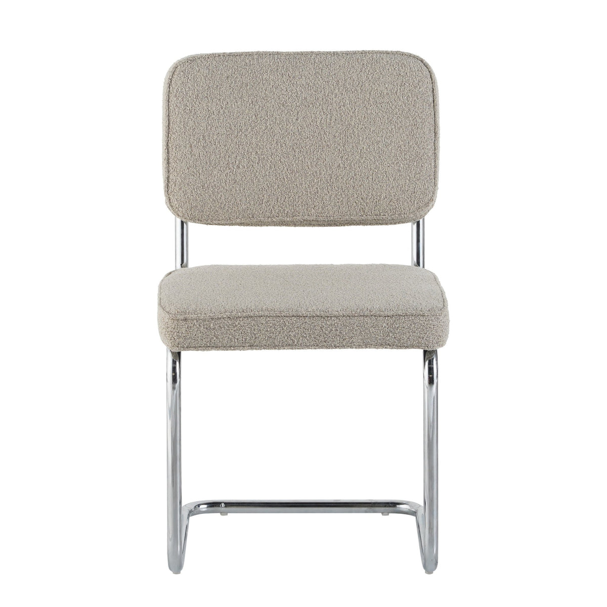Dining room chairs - Modern Dining room chair Sand color Bouclé Fabric Sway - Chrome Frame - Without Armrests - Dimehouse