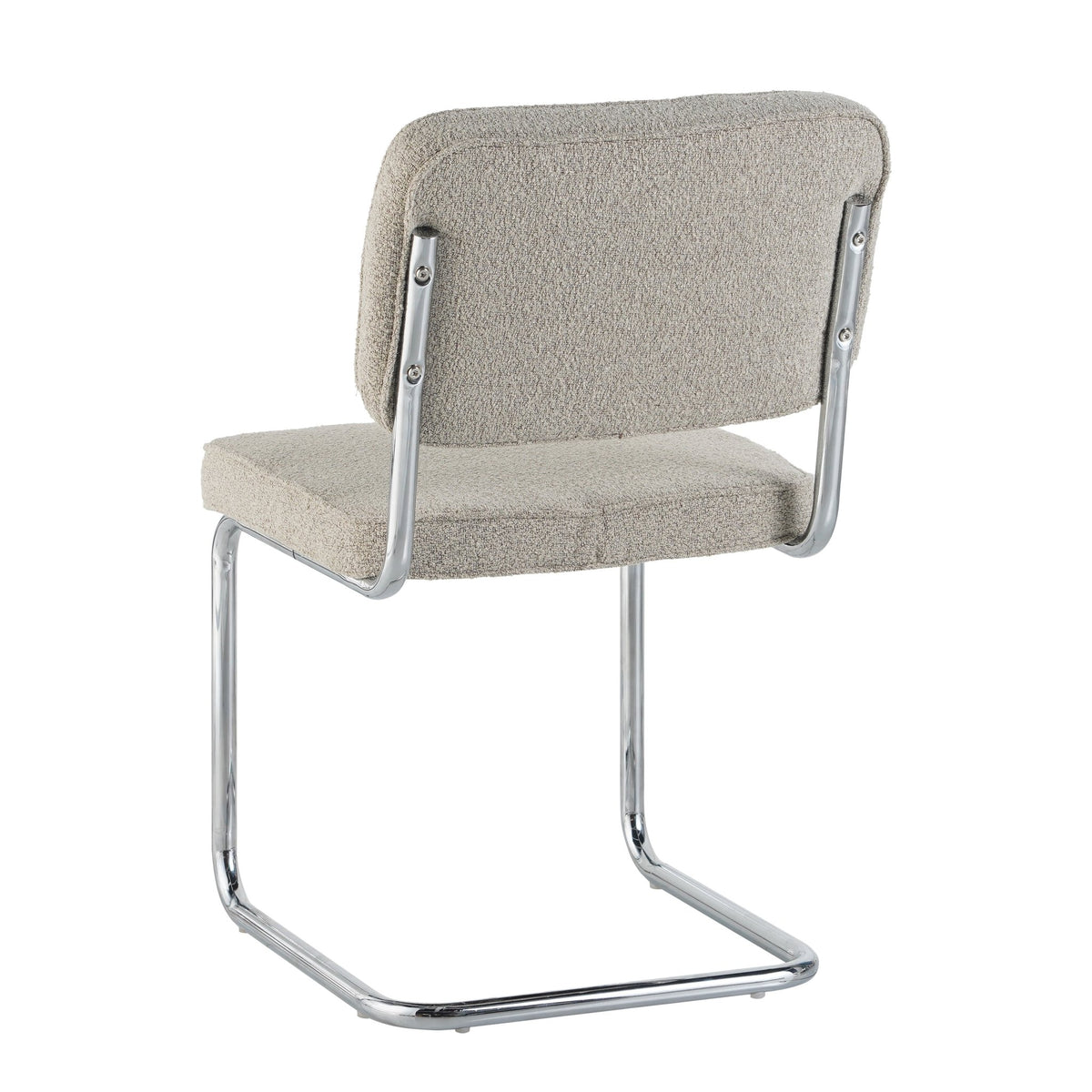 Dining room chairs - Modern Dining room chair Sand color Bouclé Fabric Sway - Chrome Frame - Without Armrests - Dimehouse