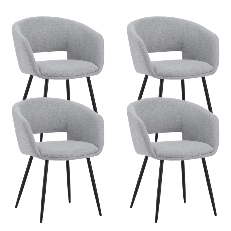 Dining room chairs - Set of 4 Scandinavian Dining room chairs Don Light gray Fabric Cup shape - With Armrests - Dimehouse