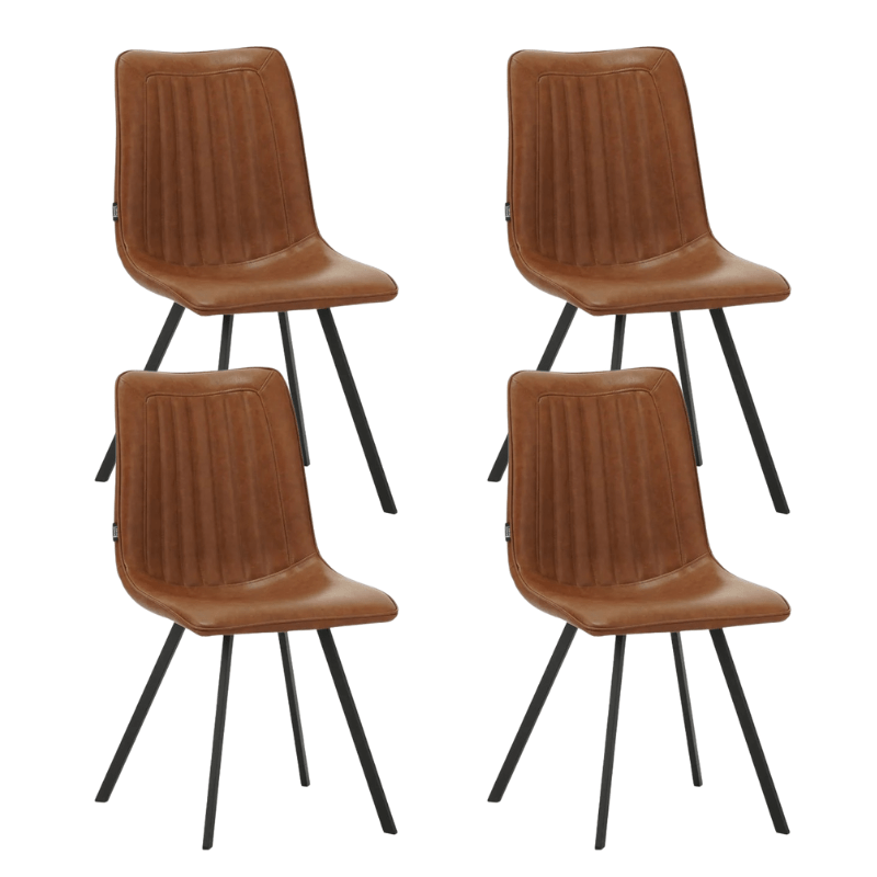 Dining room chairs - Set of 4 Dining room chairs Jimmy PU - artificial leather cognac - Dimehouse