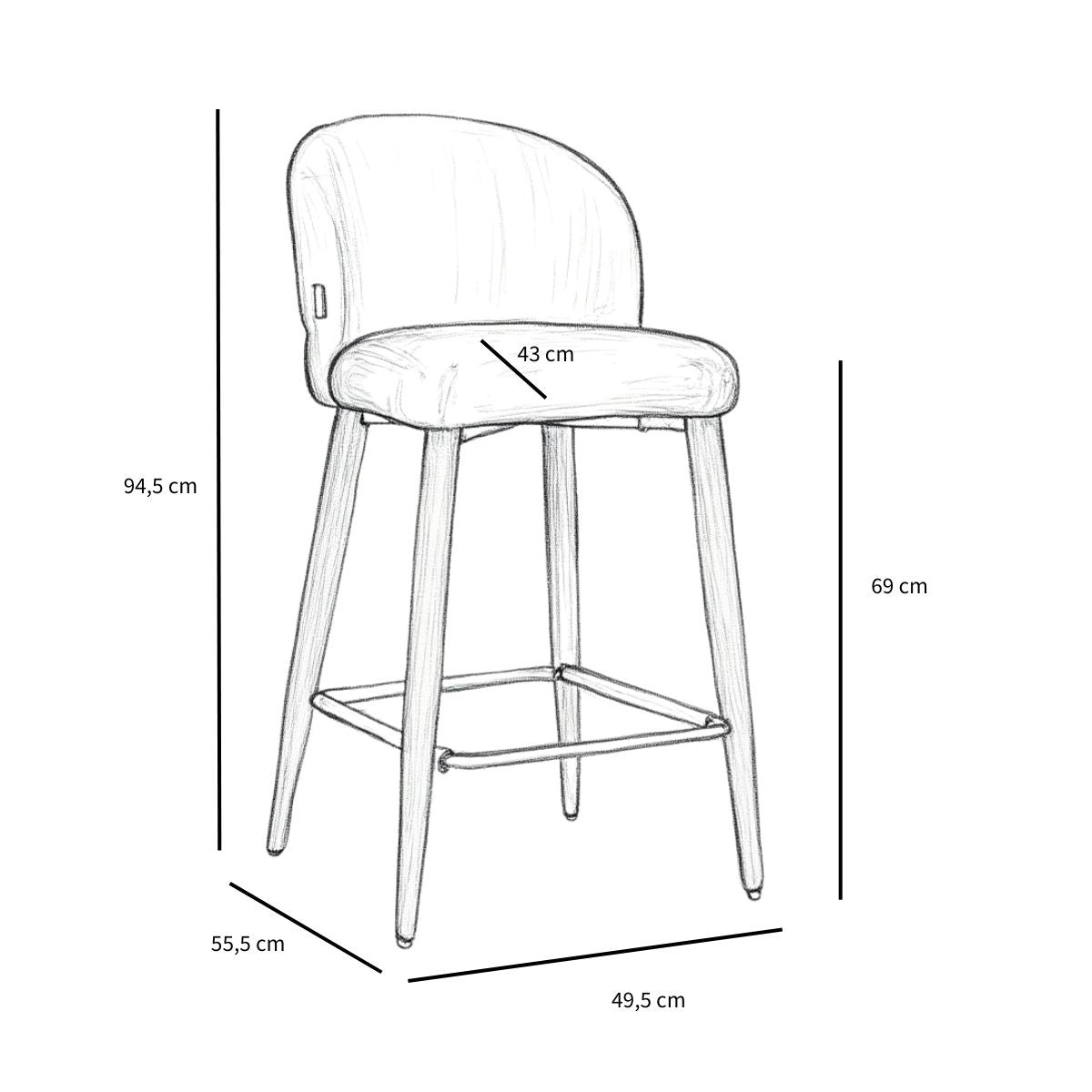 Bar stool Charlie chenille beige 69 cm - image 7