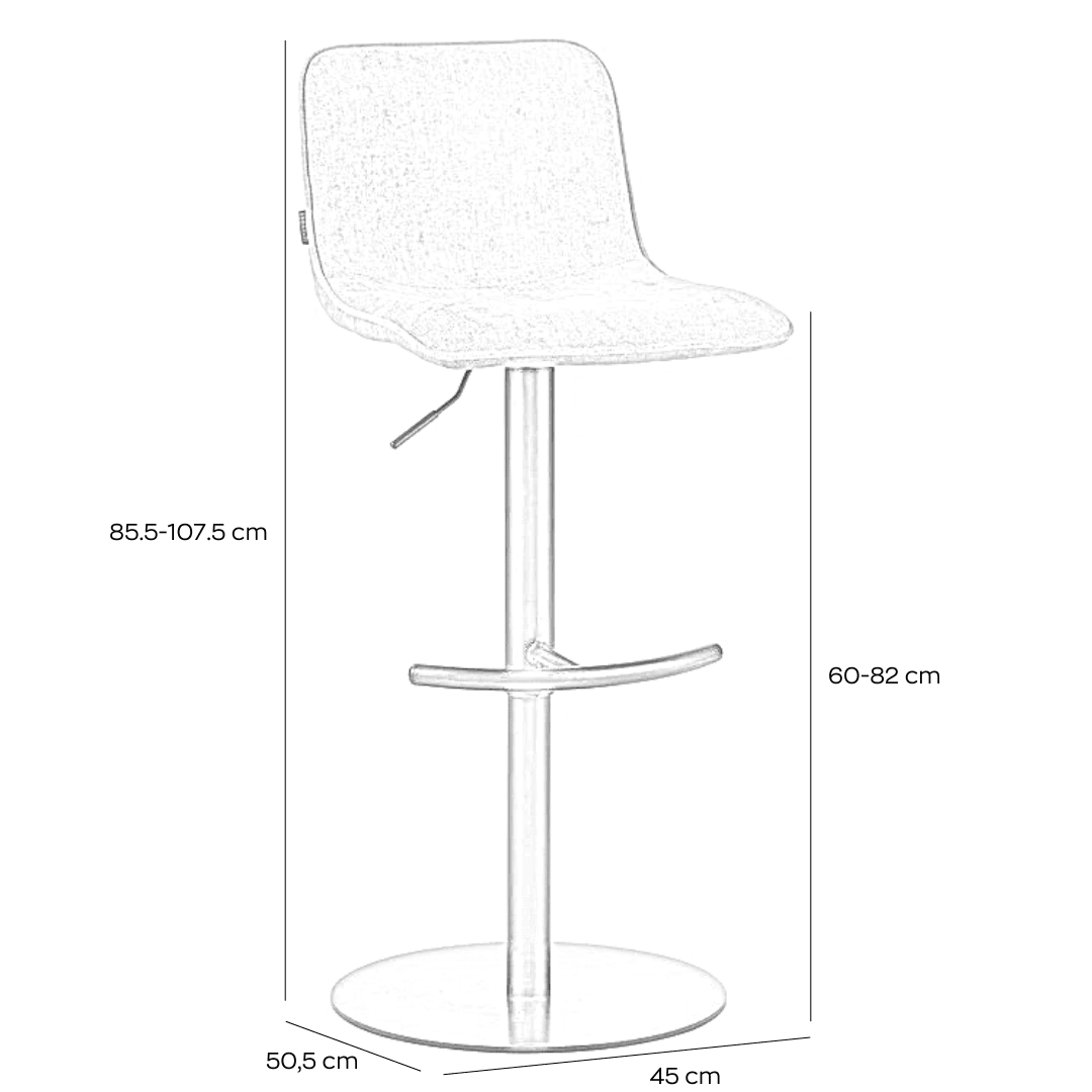 Bar stool Jack mixed fabric off white/brown 60-82 cm mixed 45 cm wide